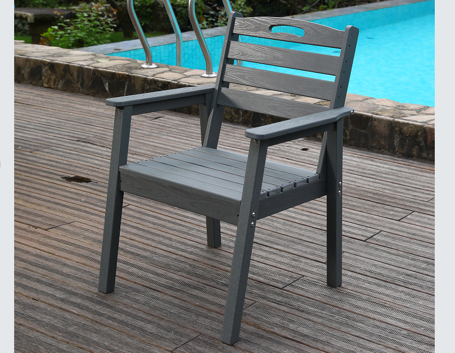 স্লেট গ্রে একক ক্রস পিছনে HDPE ডাইনিং চেয়ার