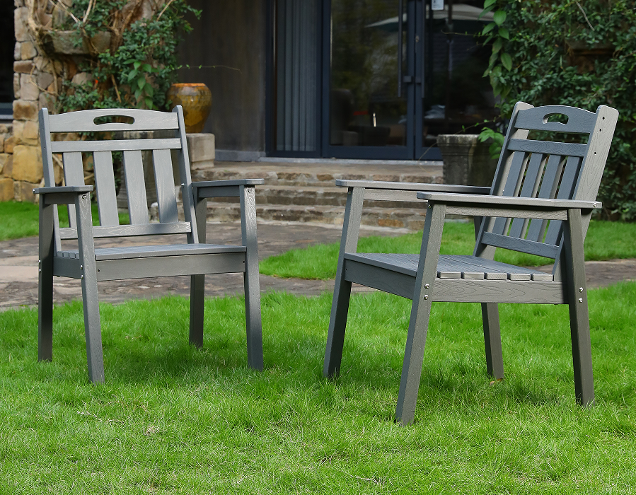 স্লেট গ্রে 2-প্যাক খাড়া HDPE Adirondack ডাইনিং চেয়ার