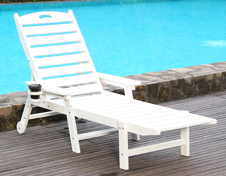 উজ্জ্বল সাদা HDPE একক Adirondack লাউঞ্জ চেয়ার